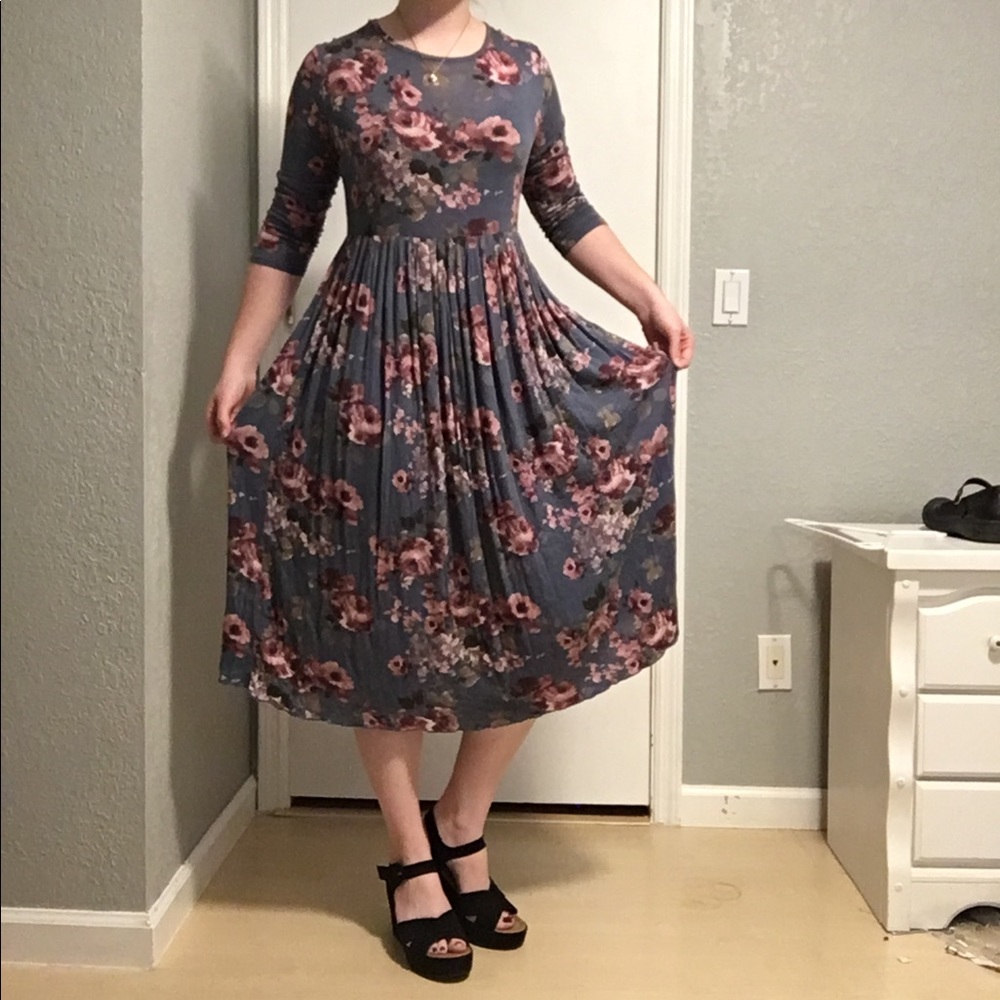 DownEast blue & purple floral dress